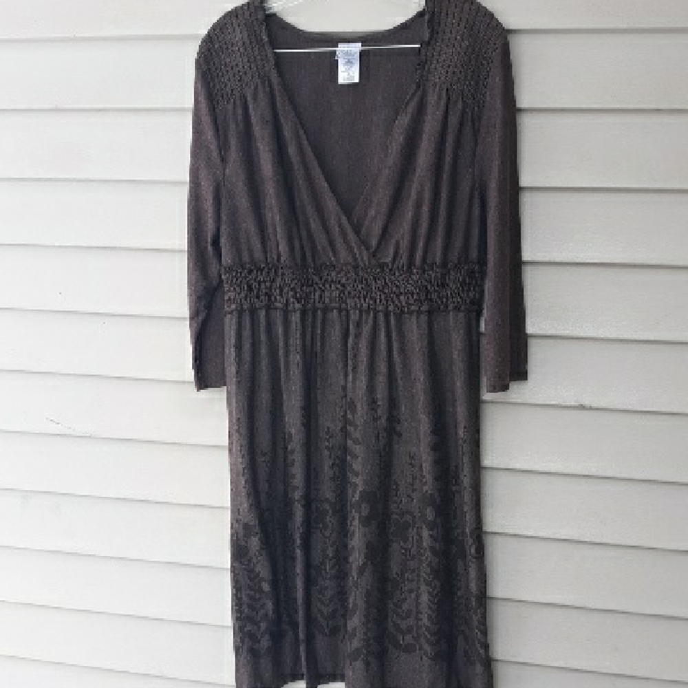 Just My Size Dress Empire Waist Brown Comfy Size 1x 16 W